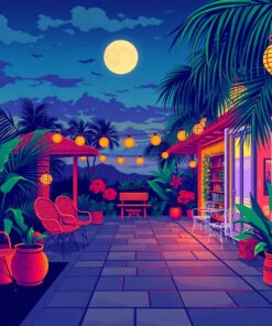 Retro Evening Rattan Glow Paint By Numbers