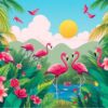 Retro Flamingo Jungle Scene Paint By Numbers
