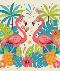Retro Flamingo Party Sign Paint By Numbers