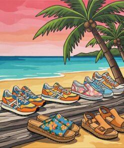 Retro Footwear Beach Display Paint By Numbers