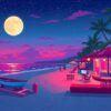 Retro Gaming Beach Night Paint By Numbers