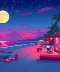 Retro Gaming Beach Night Paint By Numbers