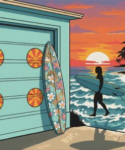 Retro Garage Door Surfer Paint By Numbers