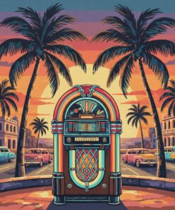 Retro Havana Jukebox Palms Paint By Numbers