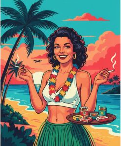 Retro Island Cigarette Girl Paint By Numbers