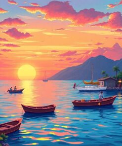 Retro Island Holiday Sky Paint By Numbers