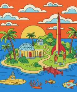 Retro Island Science Outpost Paint By Numbers