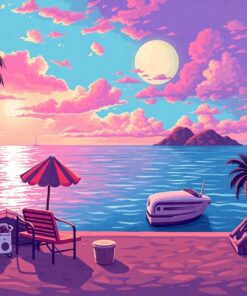 Retro Island Silver Screen Paint By Numbers