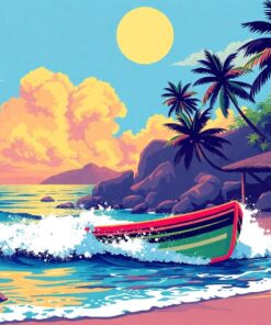 Retro Island Surf Flick Paint By Numbers