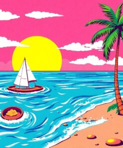 Retro Island Wax Ad Paint By Numbers