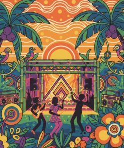 Retro Jungle Music Festival Paint By Numbers