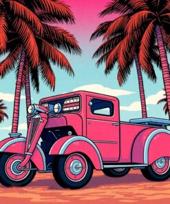 Retro Machine Under Palms Paint By Numbers