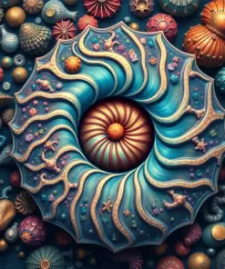 Retro Marine Biology Nautilus paint by numbers