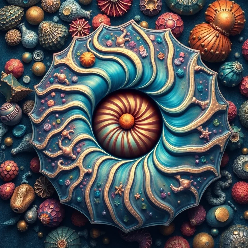 completed artwork display Retro Marine Biology Nautilus paint by numbers