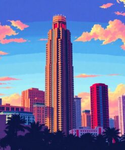 Retro Miami Skyscraper Shadows Paint By Numbers