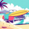 Retro Mint Surf Cruiser Paint By Numbers
