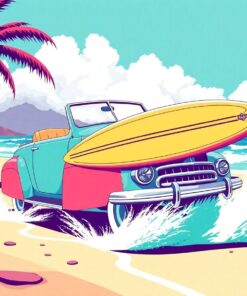 Retro Mint Surf Cruiser Paint By Numbers