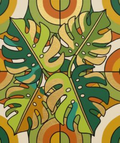 Retro Monstera Gold Leaf Paint By Numbers
