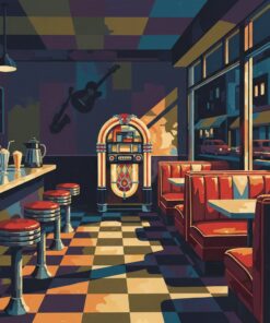 Retro Music Under Shadows Paint By Numbers