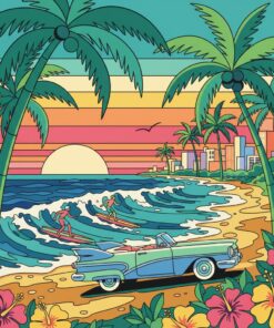 Retro Palm Coast Glide Paint By Numbers