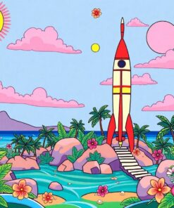 Retro Polynesian Rocket Base Paint By Numbers