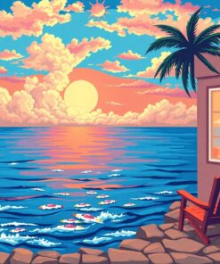 Retro Remote Ocean View Paint By Numbers