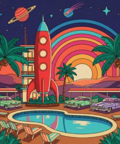 Retro Rocket Motel Oasis Paint By Numbers