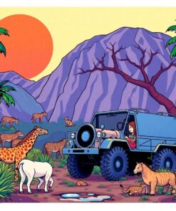 Retro Safari Adventure Poster Paint By Numbers