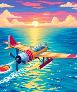 Retro Seaplane Ocean Journey Paint By Numbers