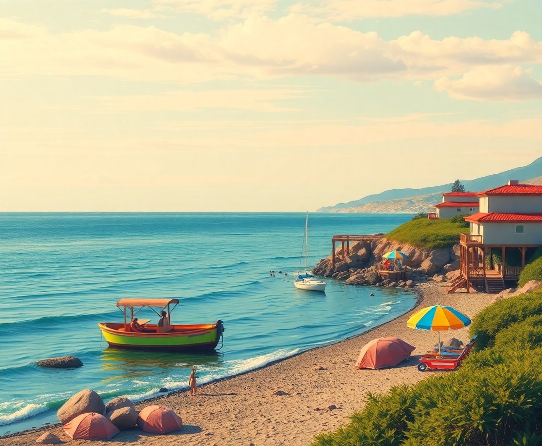 Retro Shoreline Film Set Paint By Numbers Kit completed