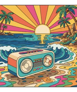 Retro Speaker Coastal Shore Paint By Numbers