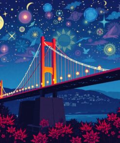 Retro Suspension Bridge Nights Paint By Numbers