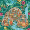 Retro Tropical Dome City Paint By Numbers