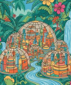 Retro Tropical Dome City Paint By Numbers