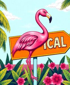 Flamingo Sign Paint Numbers