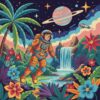 Retro Tropical Space Walk Paint By Numbers