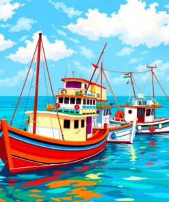 Returning Tropical Fishing Boats Paint By Numbers