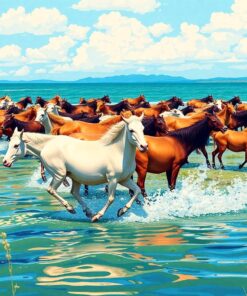 Roaming Realistic Shoreline Herd Paint By Numbers
