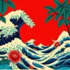Roaring Tropical Woodblock Sea Paint By Numbers