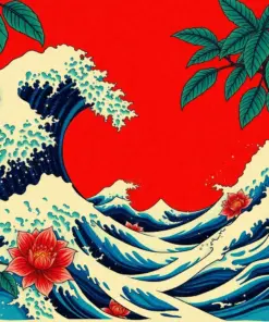 Roaring Tropical Woodblock Sea Paint By Numbers