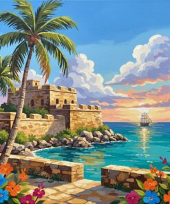 Romantic Caribbean Fortress Realism Paint By Numbers