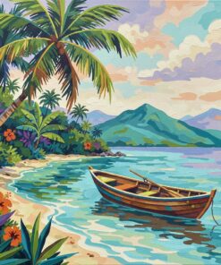 Rowboat In Tropical Impressionism Paint By Numbers