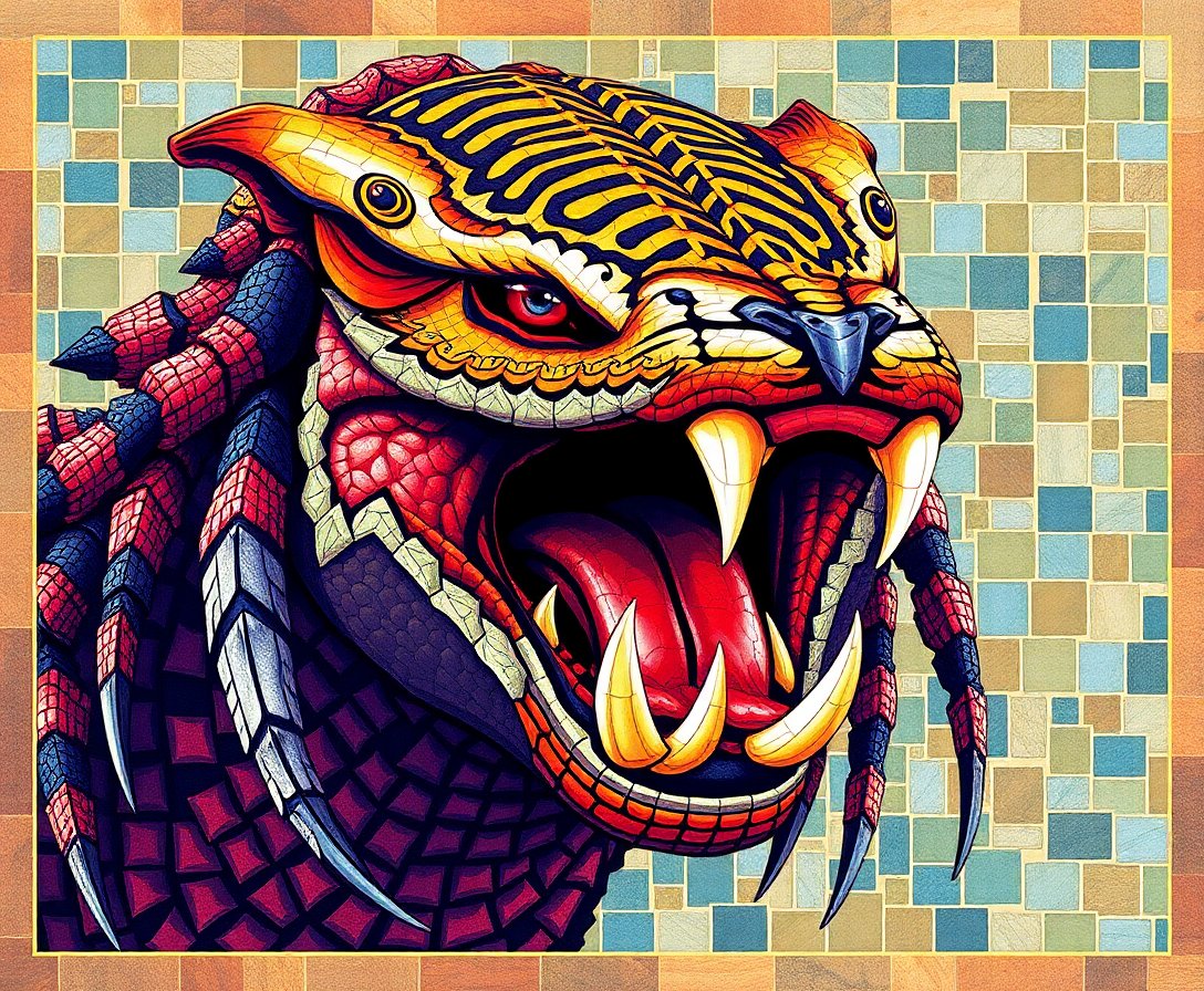 Royal Vintage Mosaic Predator Paint By Numbers Kit completed