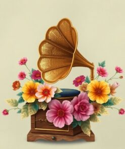Rustic Brass Phonograph Florals Paint By Numbers