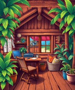 Cabin Workspace Paint Numbers