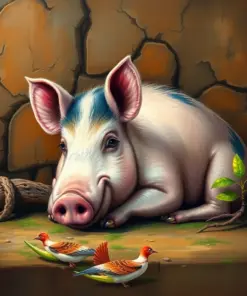 Rustic Island Swine Resting Paint By Numbers