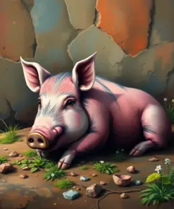 Rustic Island Swine Resting Paint By Numbers