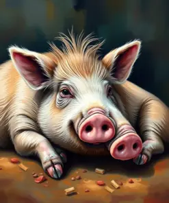 Rustic Island Swine Resting Paint By Numbers