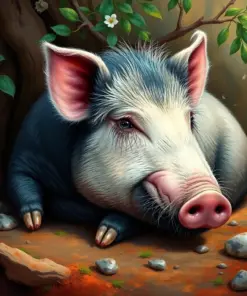 Rustic Island Swine Resting Paint By Numbers