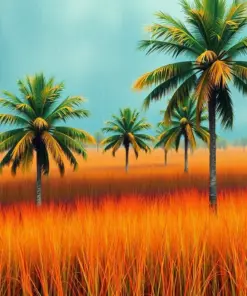 Rustic Palm Pasture Rain paint by numbers